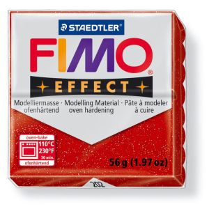 Hmota FIMO EFFECT, 56 g, červená - glitter