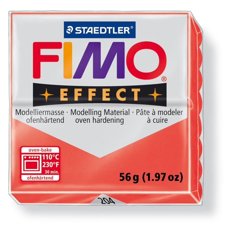 Hmota FIMO EFFECT, 56 g, tm. červená - průsvitná
