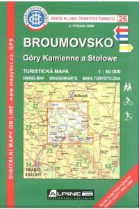 Mapa KČT 26 - Broumovsko, Góry Kamienne a Stołowe