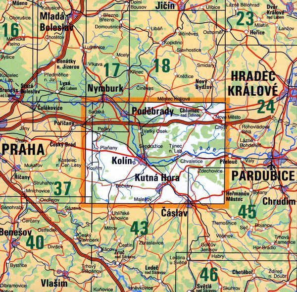 Mapa KČT 42 - Kolínsko a Kutnohorsko