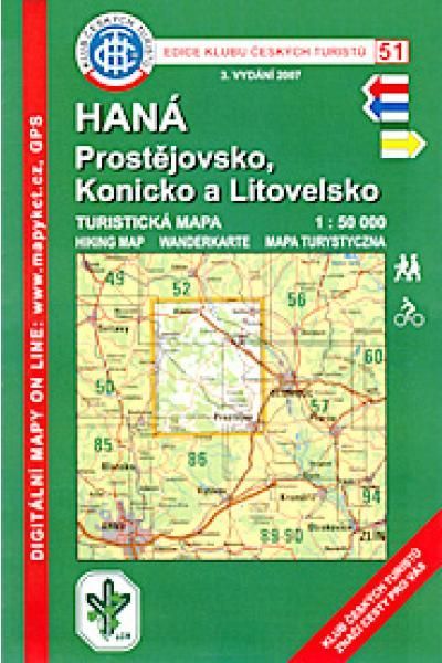 Mapa KČT 51 - Haná-Prostějovsko, Konicko a Litovelsko