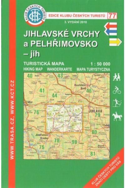Mapa KČT 77 - Jihlavské vrchy a Pelhřimovsko jih