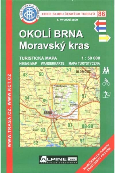 Mapa KČT 86 - Okolí Brna-Moravský kras