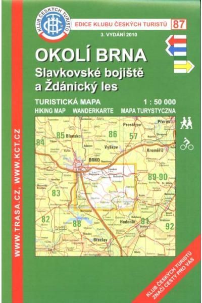Mapa KČT 87 - Okolí Brna-Slavkovské bojiště a Ždánický les